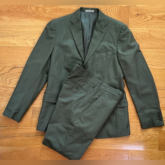 Bottega Veneta Other - BOTTEGA VENETA COTTON BLEND SUIT OLIVE ARMY GREEN SUMMER WEDDING EU 52 / US 42